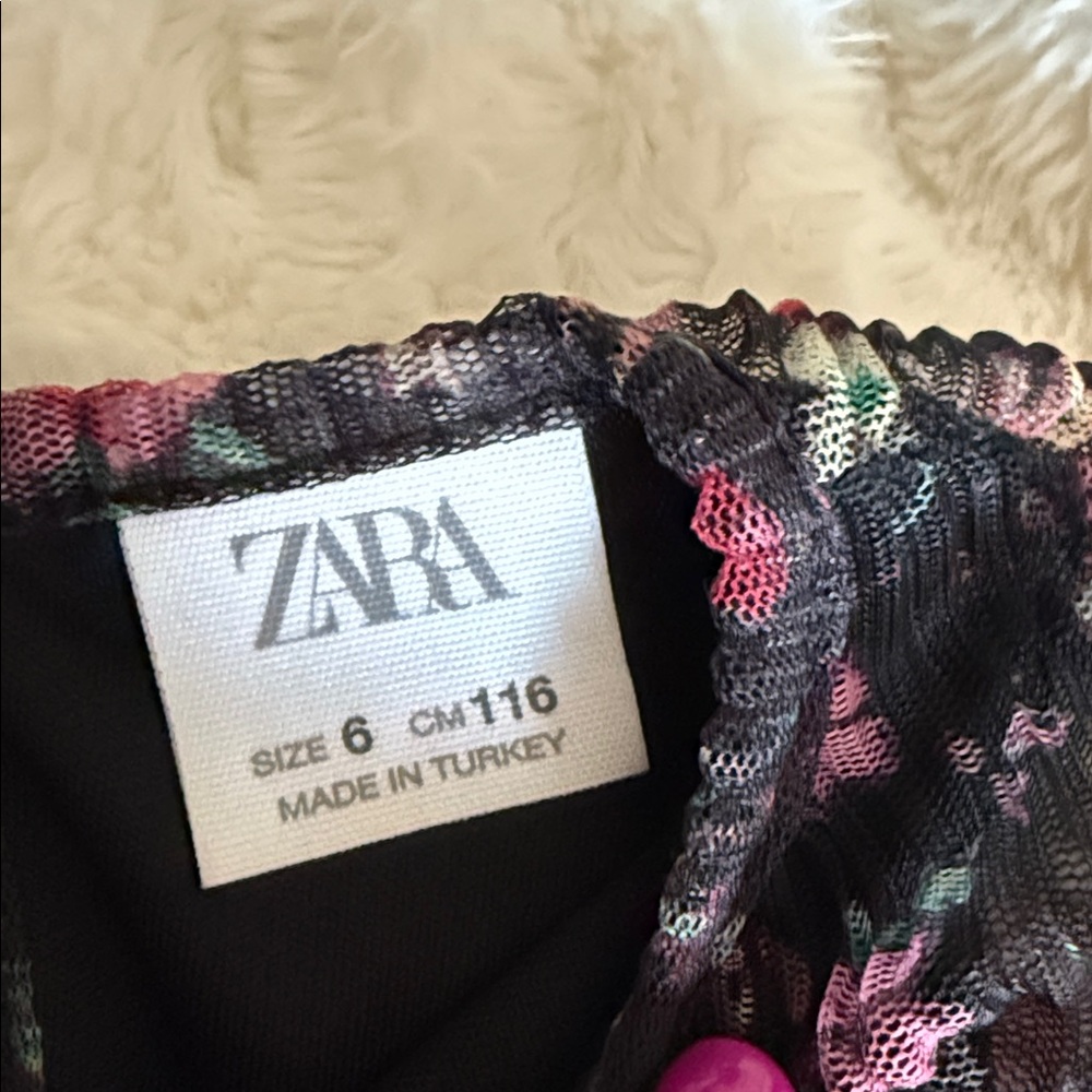 Zara Black Floral Kids Dress - Picture 2 of 4